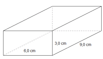 Rett firkantet prisme med sider 6,0 cm, 3,0 cm og 9,0 cm
